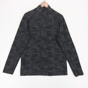 UNRL Camo Knit Pullover Mens M Black Quarter Zip Golf Mock Neck Athletic